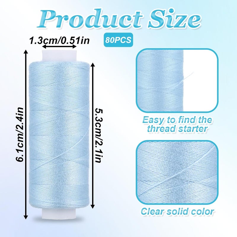 Bruislard 80 Spools of Sewing Thread Set, All Purpose Sewing Thread, Hand Quilting Thread, Sewing Machine Supplies for Hand Stitching, Quilting, Serger, 80 Colors, 400 Yards Each - Image 2